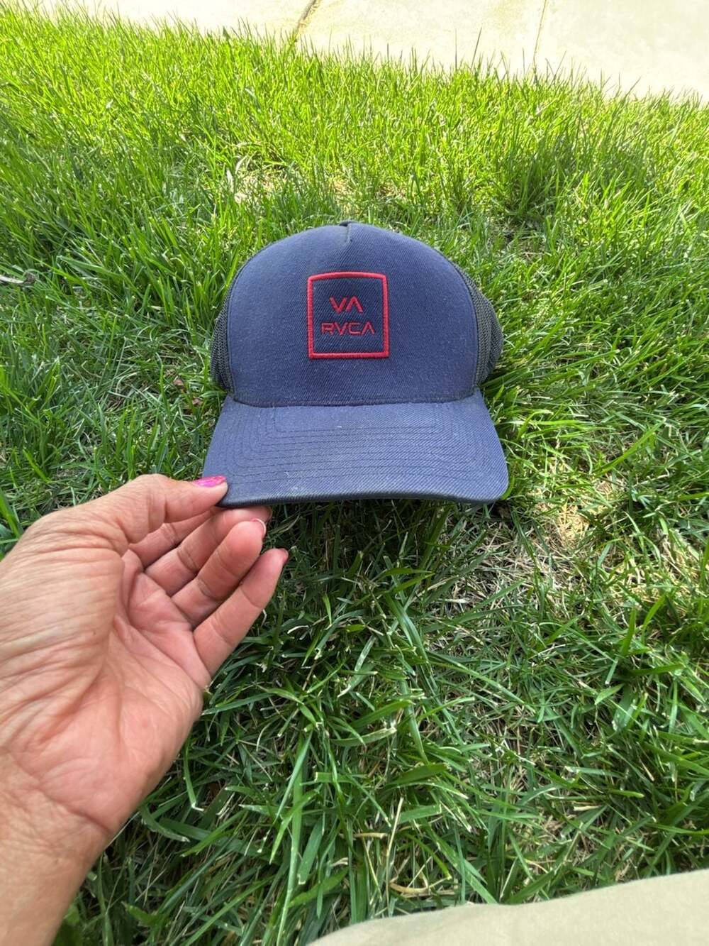 RVCA VA All The Way Trucker Hat Blue Red Snapback